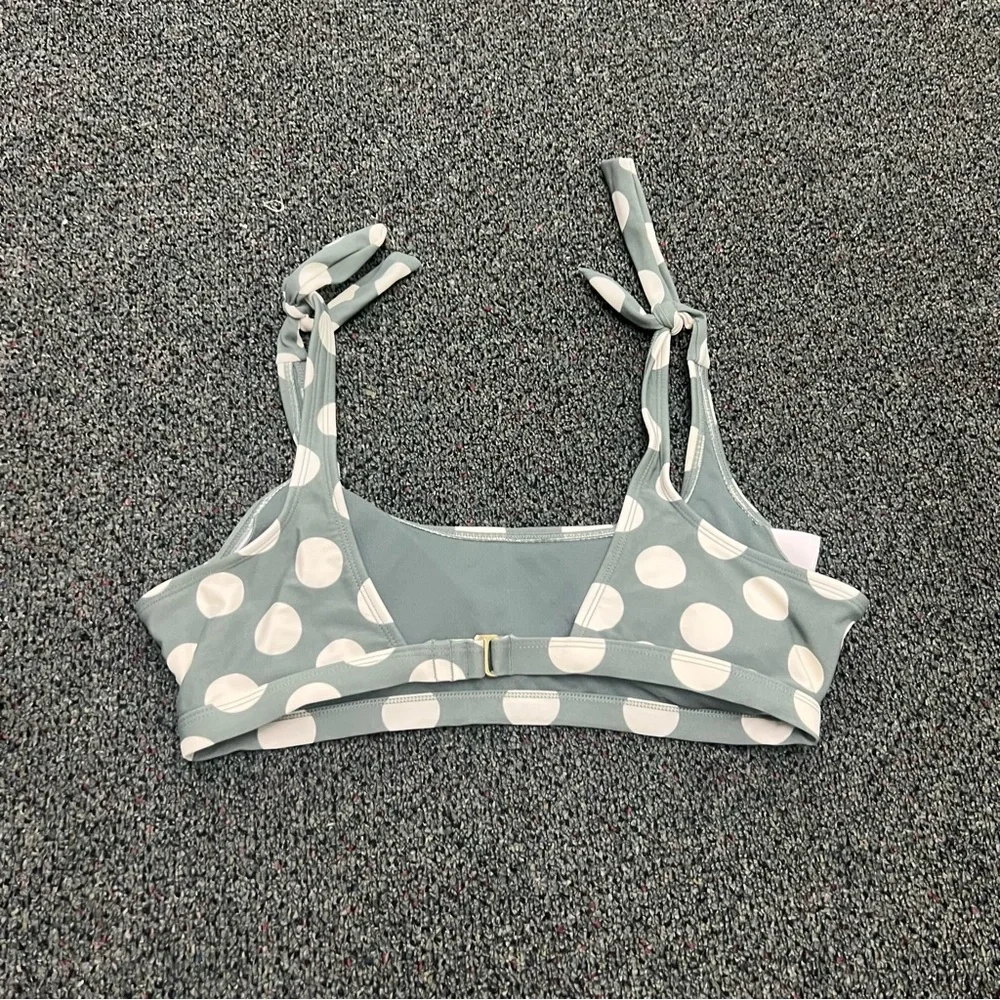TARGET Green & White Polka Dot Bow Tie Shoulder Retro Bikini Top Removable Cup L - Picture 9 of 16
